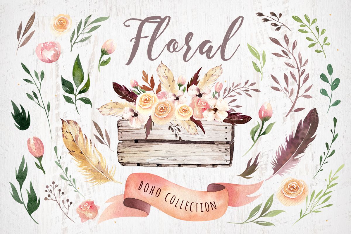 1200x800 Bohemian Watercolor Collection Ii - Bohemian Watercolor