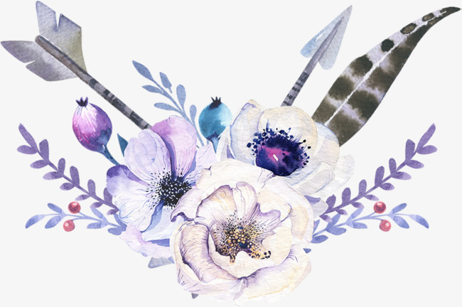 650x432 Elegant Watercolor Bohemian Wind Arrow Flowers, Watercolor Clipart - Bohemian Watercolor