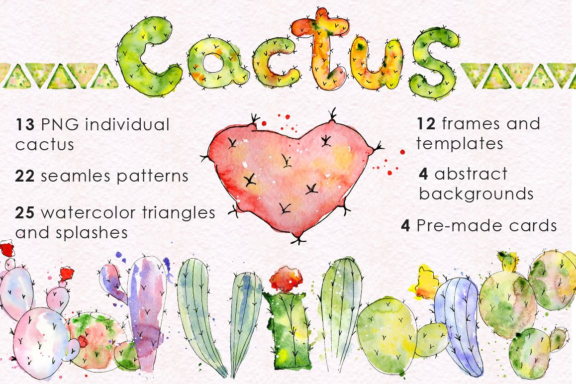 1158x772 Boho Watercolor Abstract Cactus Tropical Clipart - Boho Watercolor