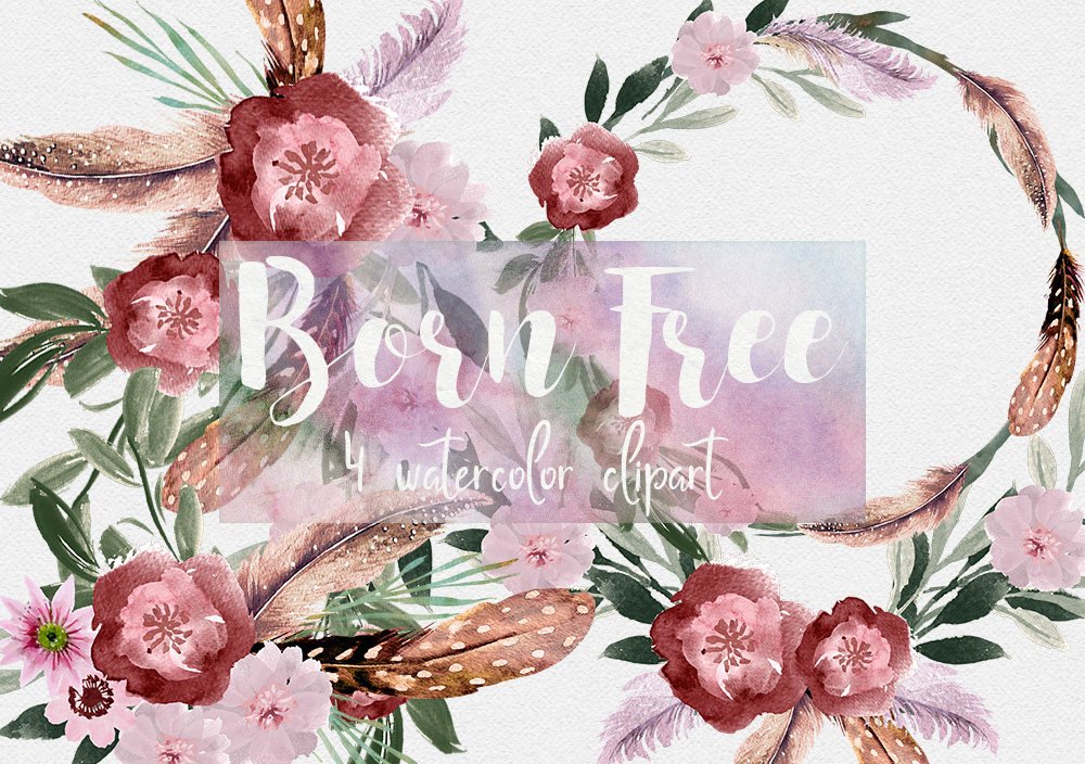 1000x704 Boho Watercolor Clipart Boho Floral Clipart Boho Wedding Etsy - Boho Watercolor Flowers