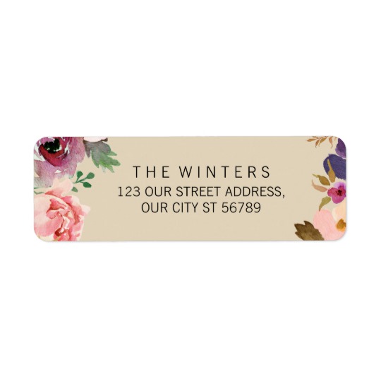 540x540 Rustic Boho Watercolor Flowers Wedding Label - Boho Watercolor Flowers