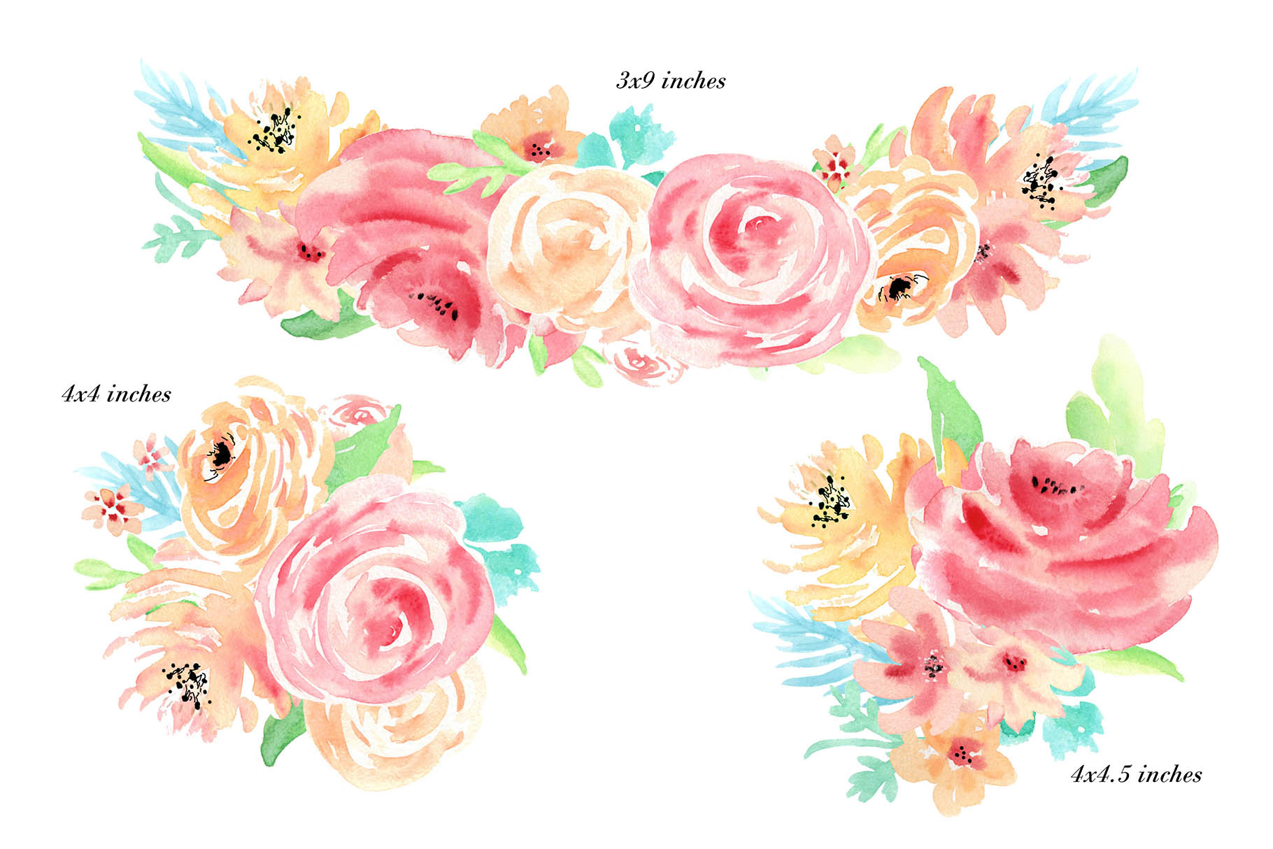 1820x1214 Watercolor Flowers Clip Art. For Wedding Invitations, Scrapbook - Boho Watercolor Flowers
