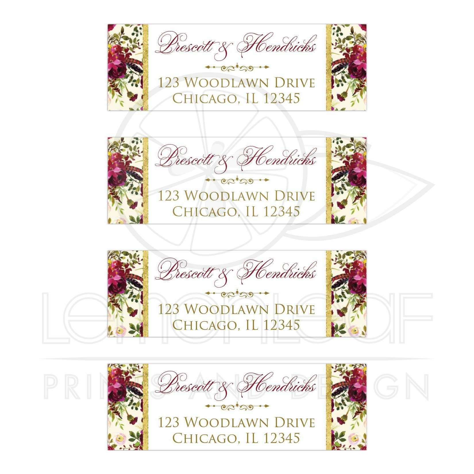 1650x1650 Wedding Address Labels Beautiful Burgundy Watercolor Flowers - Boho Watercolor Flowers