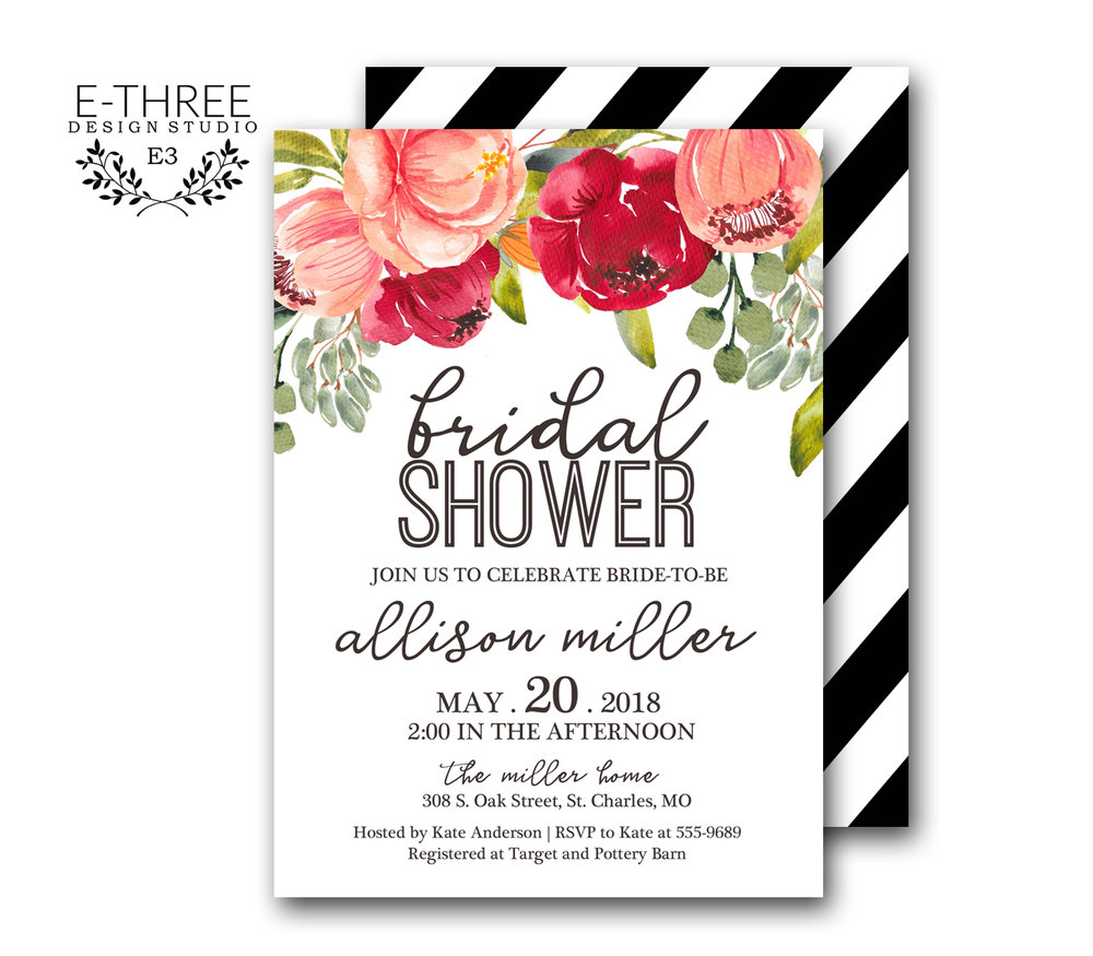 1000x875 Boho Floral Bridal Shower Invitations - Boho Watercolor Flowers