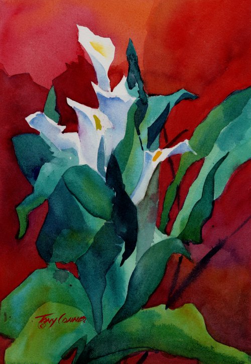 500x725 Calla Lilies In Original Watercolor Floral Painting - Bold Watercolor Painting