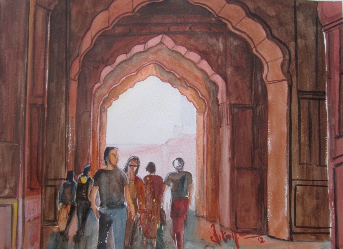 1200x873 Red Fort (Vikasart Kumar) - Bold Watercolor Painting