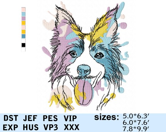 570x453 Watercolor Border Collie Puppy Embroidery Design Dog Pop Art Etsy - Border Collie Watercolor