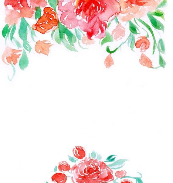 570x600 Watercolor Flower Border Flower Beauty Wallpaper - Border Watercolor