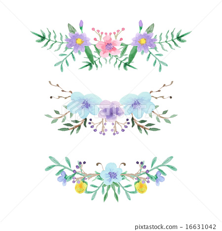 450x468 Watercolor Floral Border Set - Border Watercolor