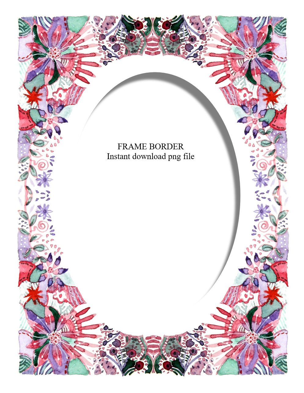 995x1287 Floral Border Watercolor Digital Clip Art Frame Border Etsy - Border Watercolor