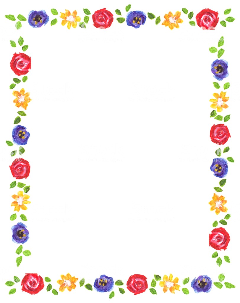 812x1024 Colorful Border Watercolor Painting With Flower Elements - Border Watercolor