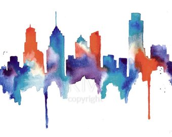 340x270 Boston Skyline Painting - Boston Skyline Watercolor
