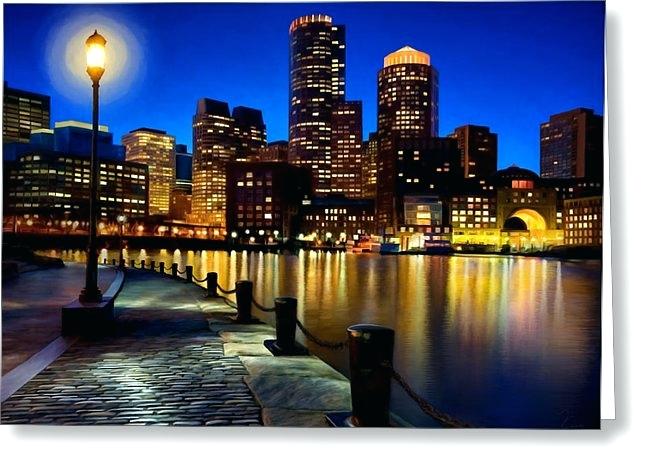646x470 Boston Skyline Painting Watercolor Print City Infinitegames - Boston Skyline Watercolor