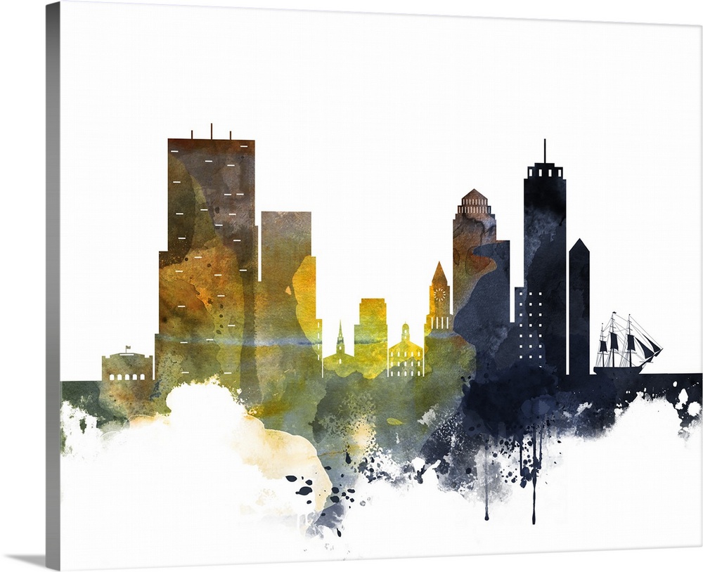 1000x814 Boston Watercolor Cityscape Ii Wall Art, Canvas Prints, Framed - Boston Skyline Watercolor
