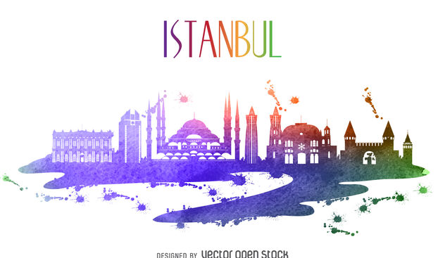 632x367 Boston Watercolor Skyline Free Vector Download 379863 Cannypic - Boston Skyline Watercolor