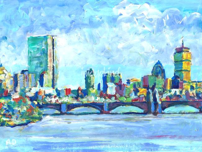 650x491 Commission A Painting Today Boston Skyline Of Startupeducation - Boston Skyline Watercolor