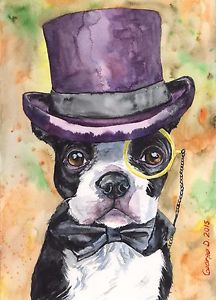 216x300 Boston Terrier Watercolor Print Of The Original Watercolor - Boston Terrier Watercolor