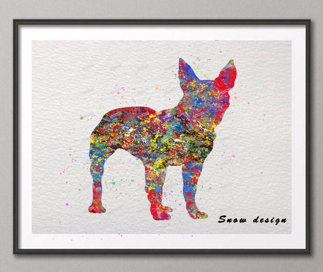 640x539 Original Boston Terrier Watercolor Canvas Painting Dog Wall Art - Boston Terrier Watercolor