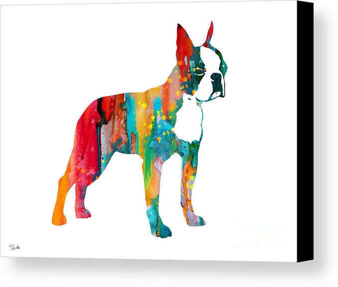 678x575 Boston Terrier 2 Canvas Print Canvas Art By Watercolor Girl - Boston Terrier Watercolor