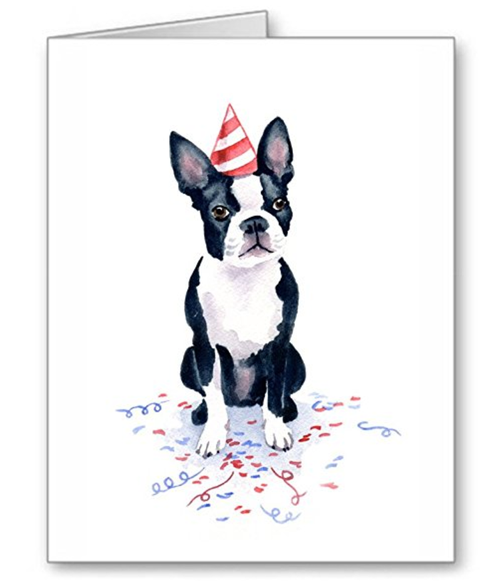 680x814 Boston Terrier Birthday Card Watercolor Print Good Dog! Gifts - Boston Terrier Watercolor