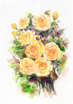246x350 Artfido Buy Art Online Watercolor Floral Painting Roses - Botanical Watercolor Painting