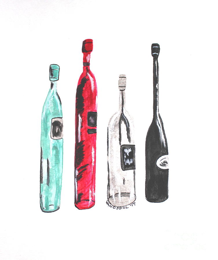 754x900 Fancy Wine Bottles - Bottle Watercolor
