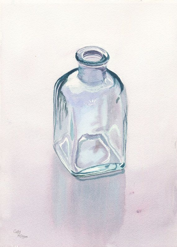 570x793 Glass Bottle Art Watercolor Painting Print By Cathy Hillegas - Bottle Watercolor