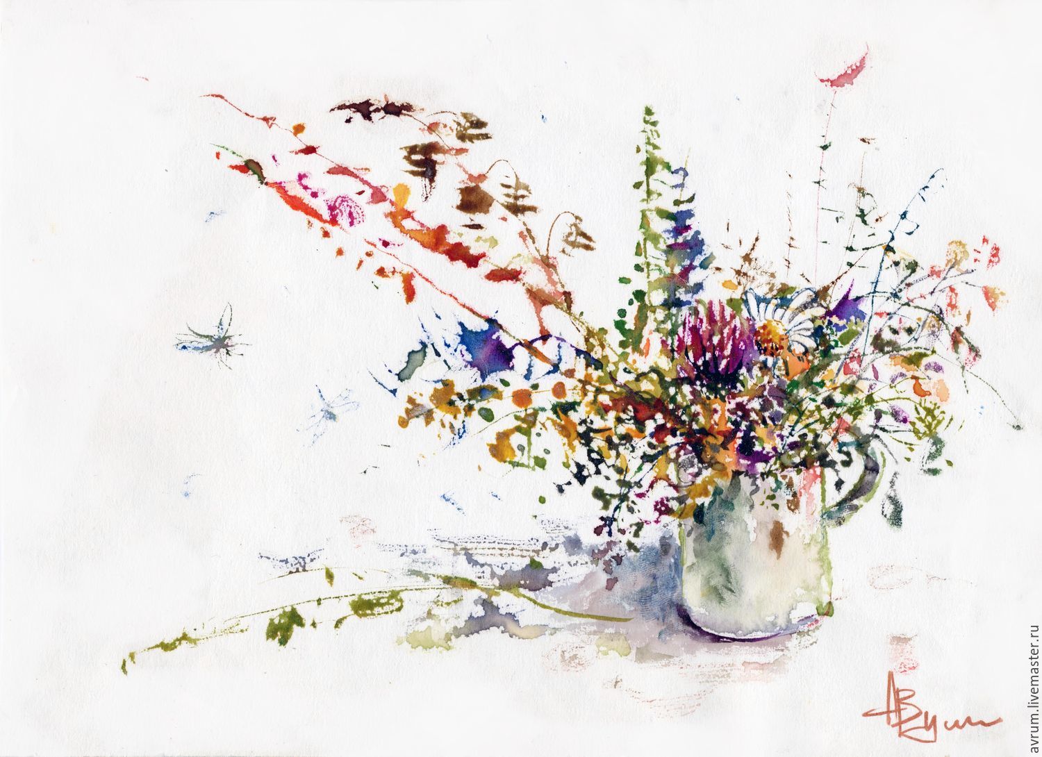 1500x1090 Field Bouquet. Watercolor Shop Online On Livemaster With - Bouquet Watercolor