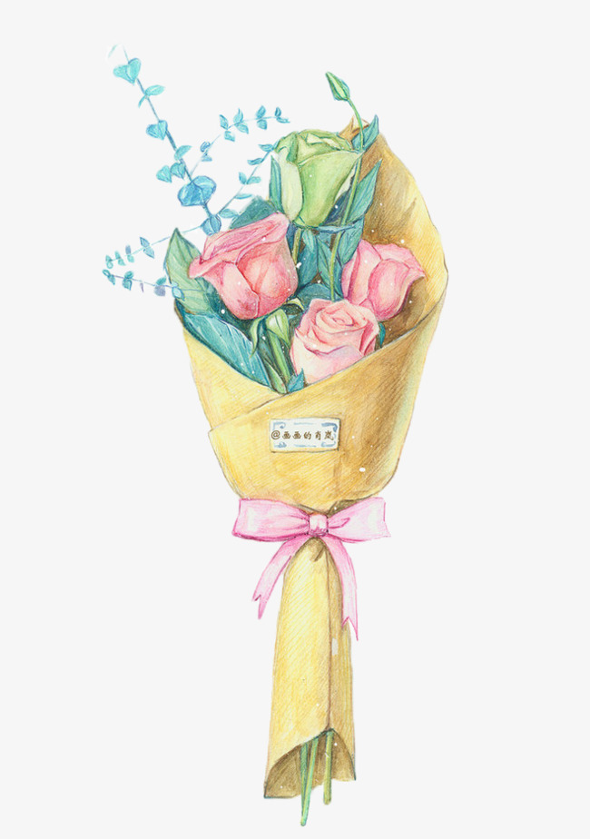 650x924 Hand Painted Watercolor Rose Bouquet, Hand Painted Bouquets, Rose - Bouquet Watercolor