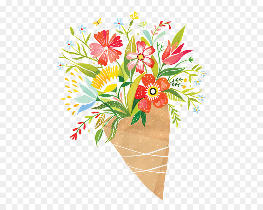 900x720 Paper Flower Bouquet Printing - Bouquet Watercolor