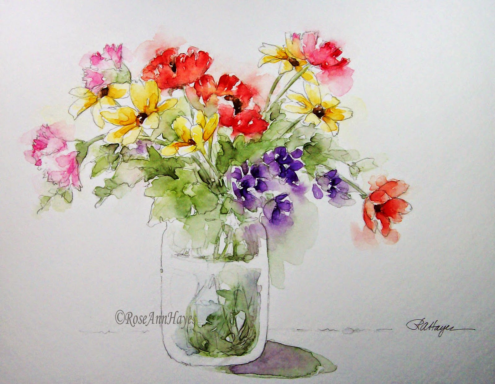 1600x1242 Watercolor Paintings By Roseann Hayes Floral Bouquet Watercolor - Bouquet Watercolor