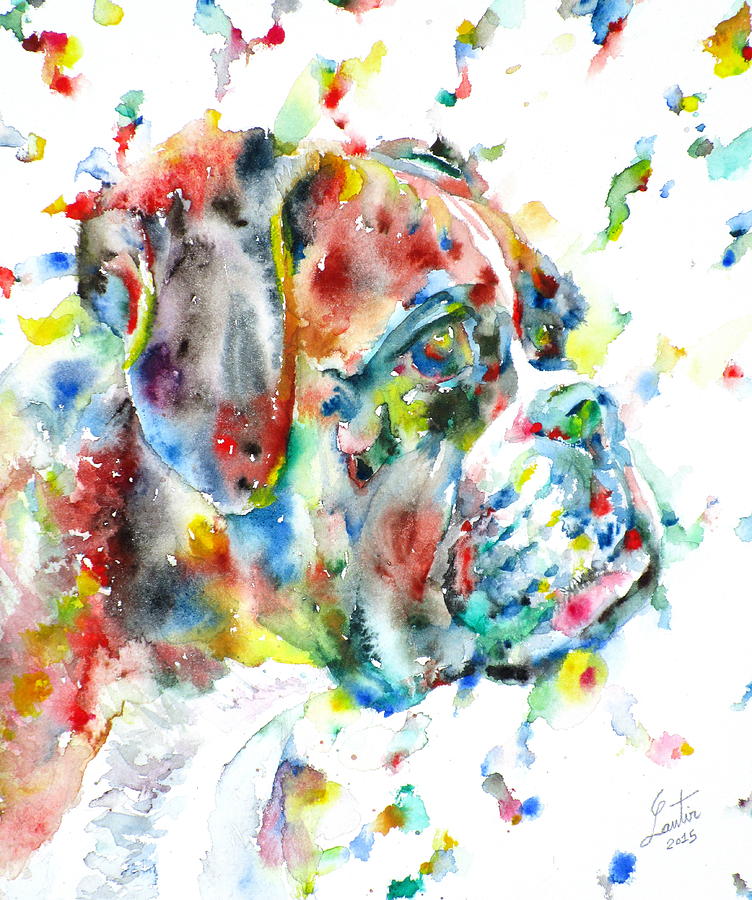 752x900 Watercolor Boxer Painting By Fabrizio Cassetta - Boxer Dog Watercolor