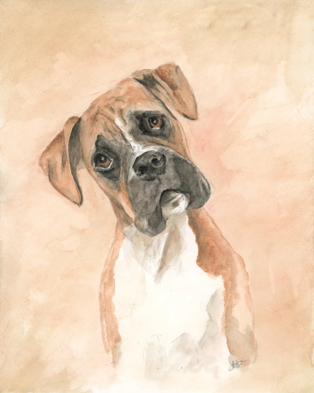 1200x1500 Boxer Dog Original Watercolor Painting Archival Print - Boxer Dog Watercolor