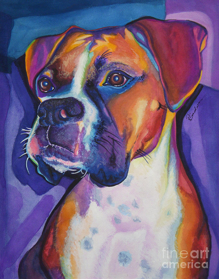 707x900 Boxer Dog Portrait Painting By Robyn Saunders - Boxer Dog Watercolor