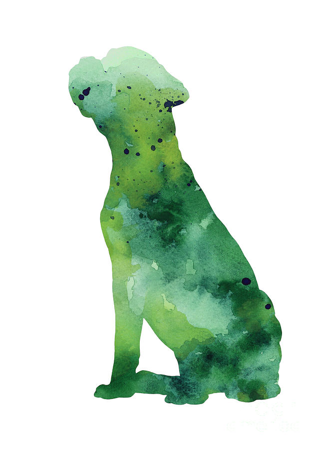 639x900 Boxer Dog Silhouette Watercolor Art Print Painting Painting By - Boxer Dog Watercolor