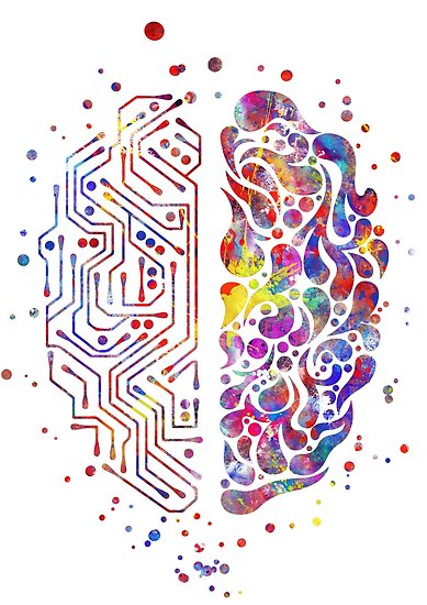389x550 Circuit Board Brain, Watercolor Circuit Board Brain, Science Art - Brain Watercolor