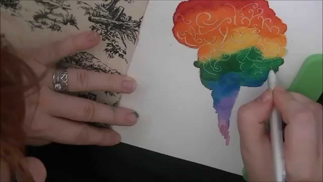 1280x720 Rainbow Brain Watercolor Speedpaint - Brain Watercolor