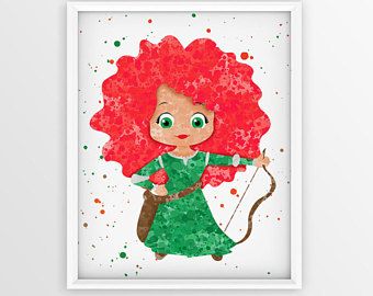 340x270 Disney Princess Merida, Brave Watercolor Poster Print - Brave Watercolor