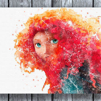 354x354 Princess Merida Brave Disney Watercolor From Allartprints - Brave Watercolor