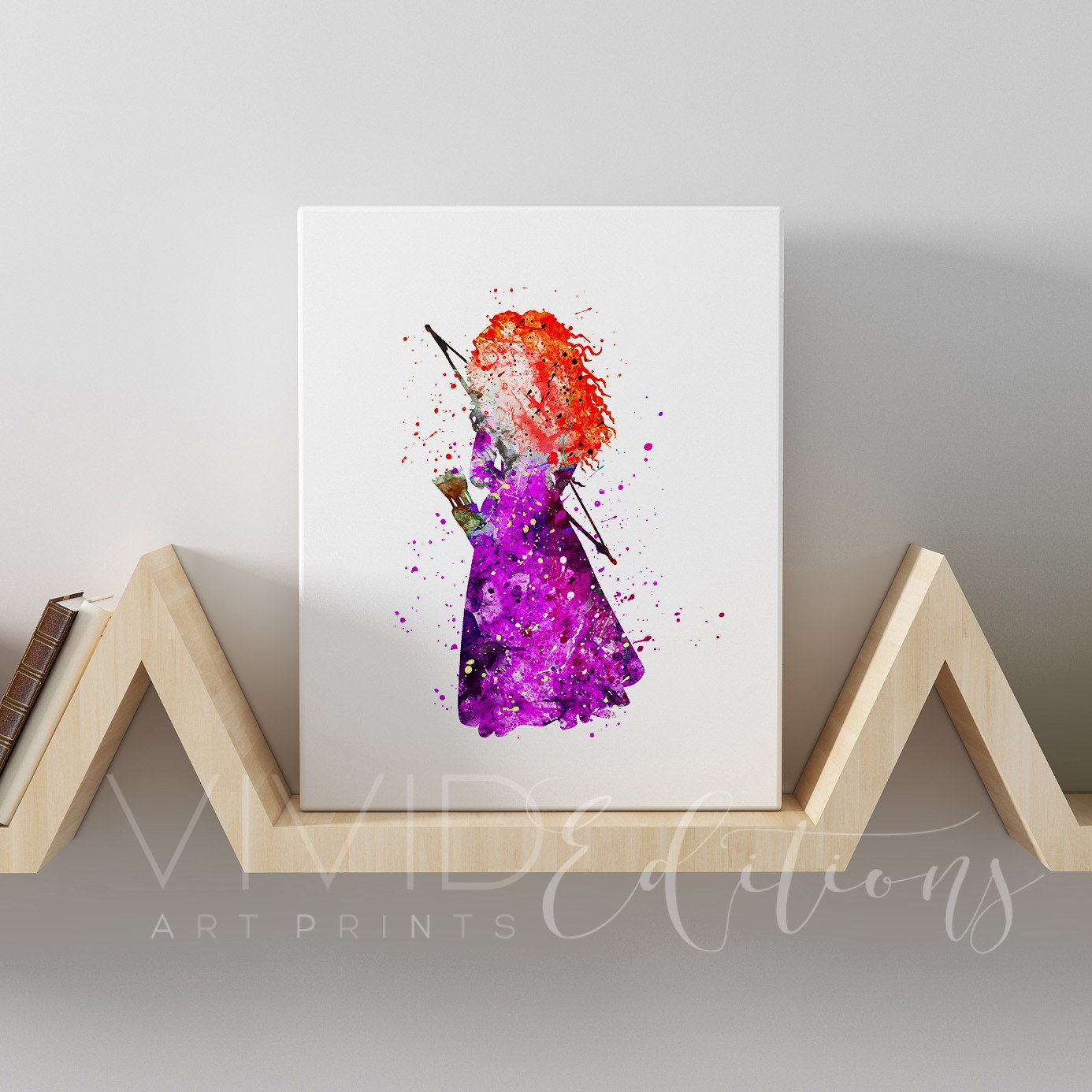 1386x1386 Princess Merida Disney Brave Watercolor Gallery Wrapped Canvas Art - Brave Watercolor