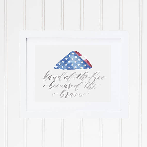 570x570 Land Of The Free Because Of The Brave Watercolor - Brave Watercolor