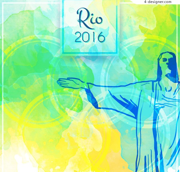 600x574 4 Designer Watercolor Brazil Style Background - Brazil Watercolor