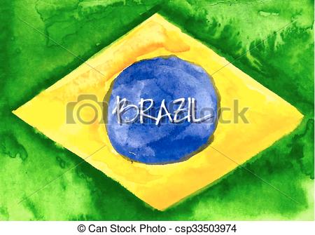 450x335 Handmade Watercolor Brazil Flag Background. Brasil Summer. Vector - Brazil Watercolor