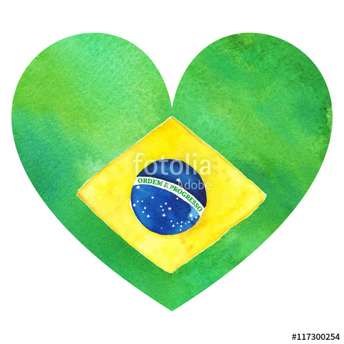 500x500 Watercolor Brazil Brazilian National Flag. Order And Progress - Brazil Watercolor
