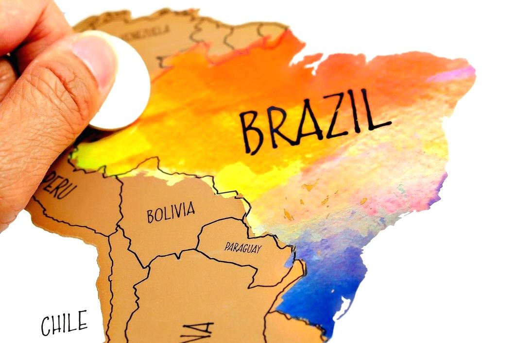1060x707 Maps Labeled Map Of Brazil Watercolor World Scratch Off Us States - Brazil Watercolor