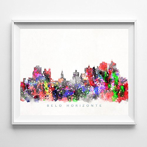 500x500 Belo Horizonte Brazil Watercolor Skyline Wall Art Home - Brazil Watercolor