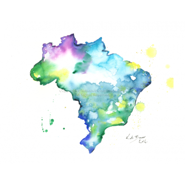 380x380 Brazil Map Watercolor Map Decor - Brazil Watercolor