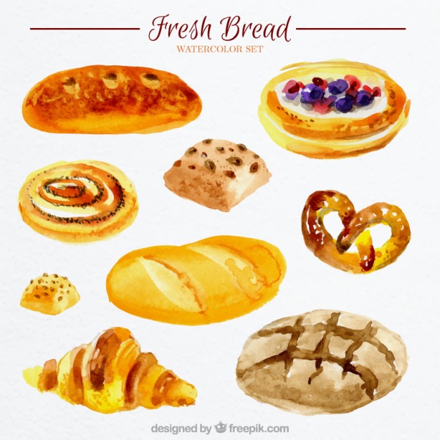626x626 Fresh Bread In Watercolor Vector Free Download - Bread Watercolor