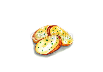 400x282 Garlic Bread, Watercolor Painting Isolated On White Background - Bread Watercolor