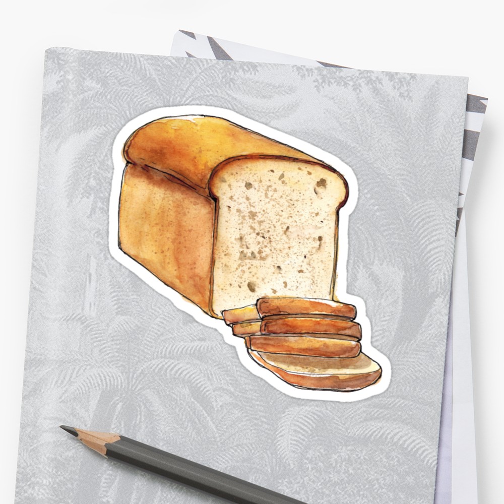 1000x1000 Watercolor Bread Stickers By Fuzzylogickate Redbubble - Bread Watercolor